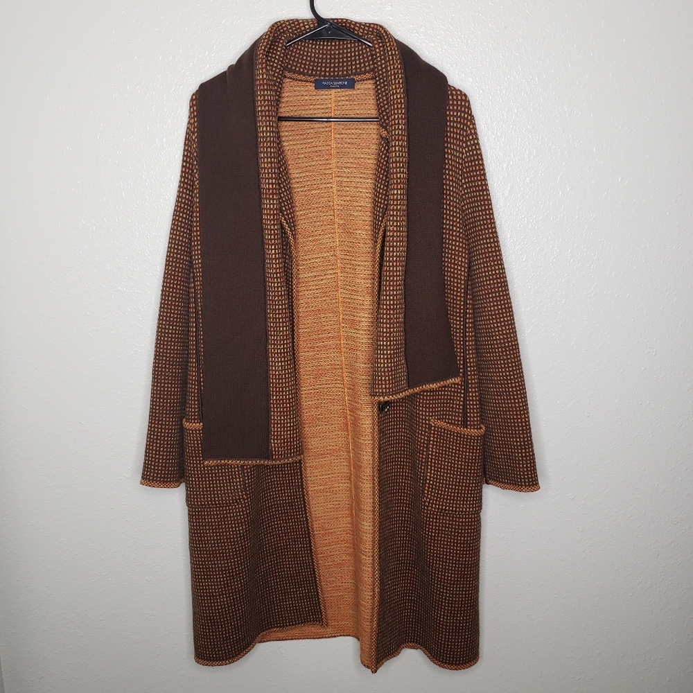 Beautiful Wool Long Coat Piazza Sempione Sweater Cardigan Duster Topcoat Medium - Picture 1 of 7